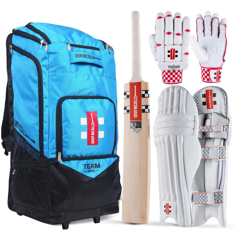 Gray-Nicolls Alpha Gen 1.0 Pro Performance Cricket Bat, Gloves, Pads & Bag Bundle