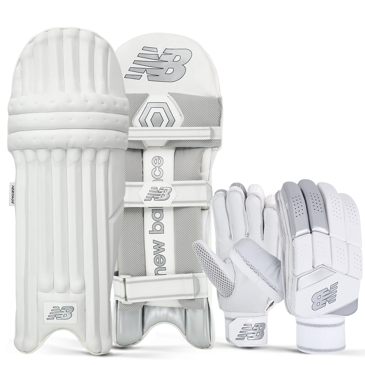 New Balance Heritage Cricket Batting Gloves Pads Bundle