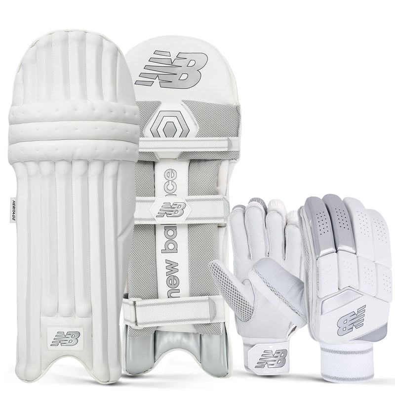 New Balance Heritage Cricket Batting Gloves & Pads Bundle