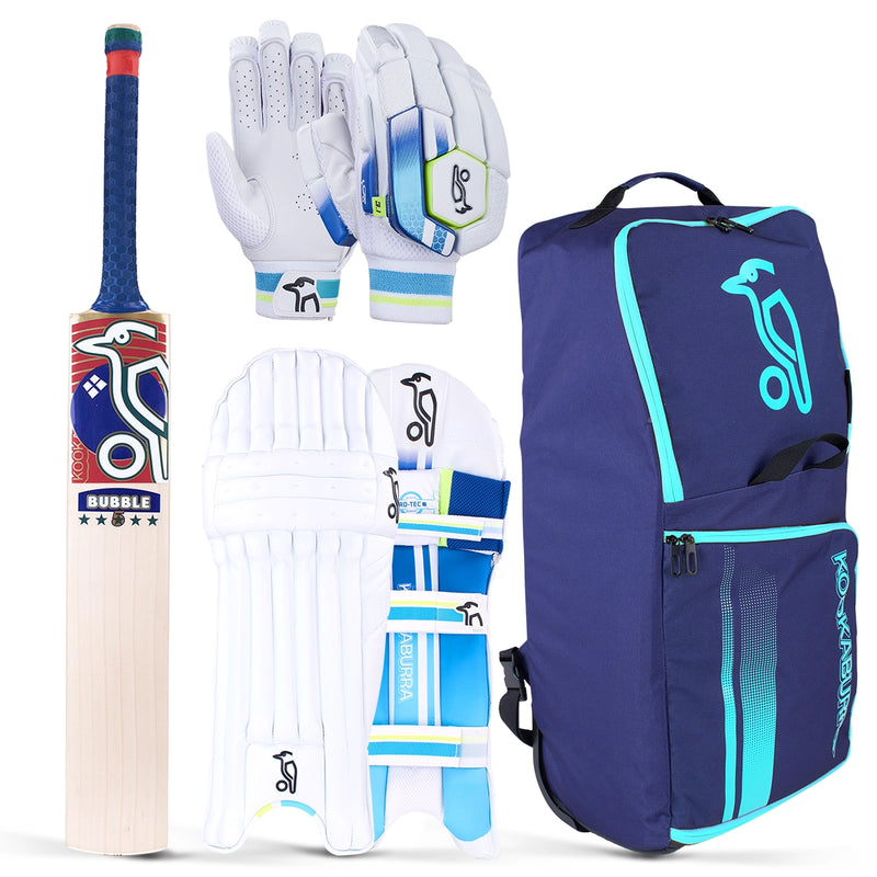 Kookaburra Bubble 5 Star Cricket Bat, Gloves, Pads & Bag Bundle
