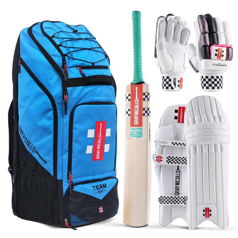 Gray-Nicolls Supra Gen 5 Star Cricket Bat, Gloves, Pads & Bag Bundle