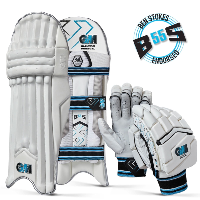 Gunn & Moore Diamond Original Cricket Batting Gloves, Pads - 2024 Bundle