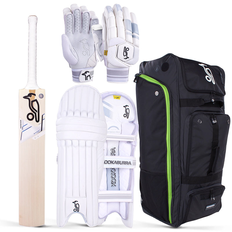 Kookaburra Ghost 1.1 Cricket Bat, Gloves, Pads & Bag Bundle