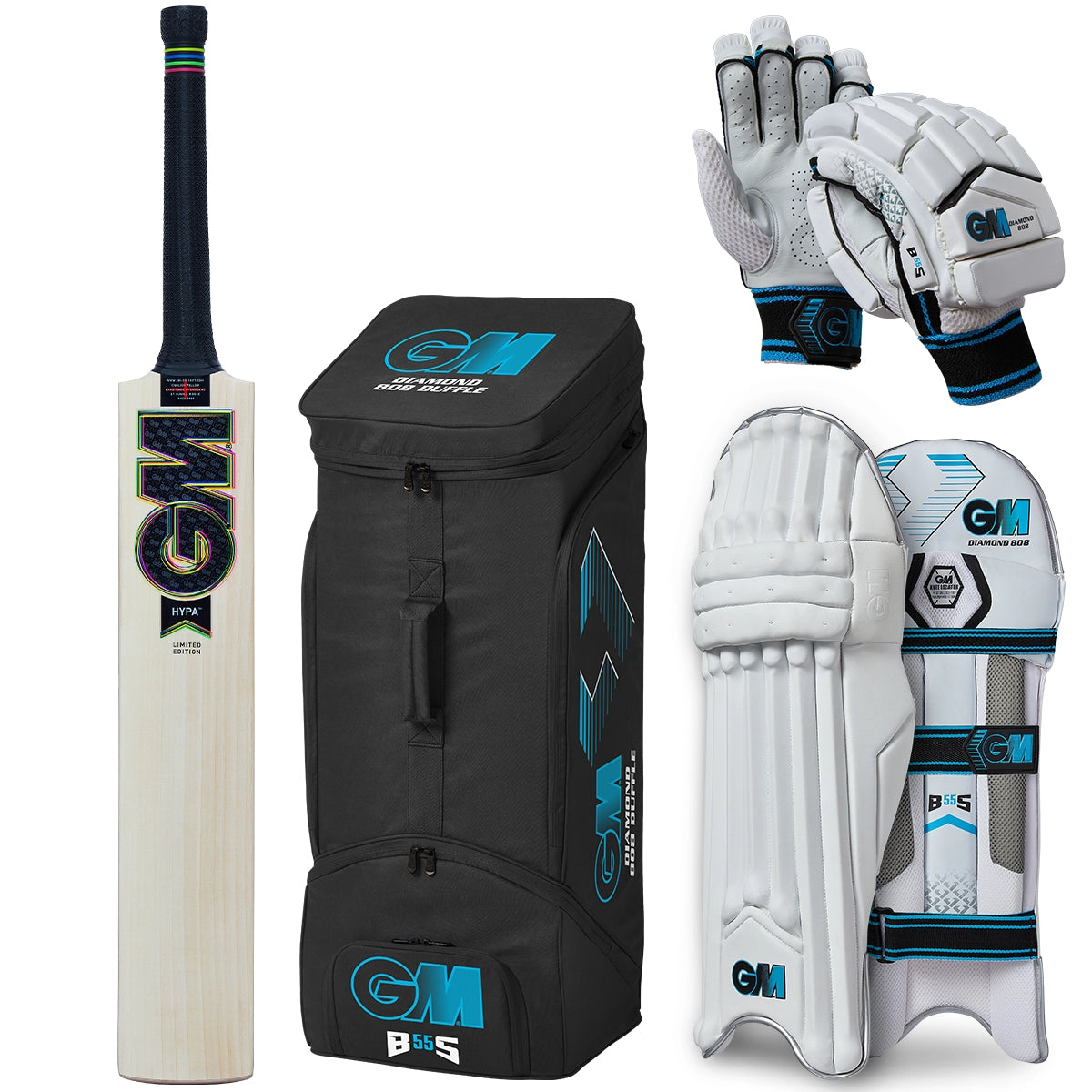 Gunn & Moore Hypa DXM 808 Cricket Bat, Gloves, Pads & Bag Bundle